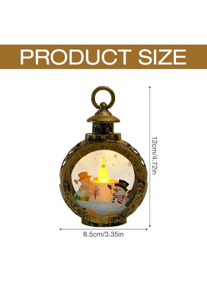 2 × فوانيس عيد الميلاد، فانوس كرة ثلجية LED لعيد الميلاد مع سانتا كلوز، زينة عيد الميلاد فانوس عيد الميلاد، مصباح حريق عيد الميلاد ريترو مع نمط للهدايا وديكور الحفلات - Image 4