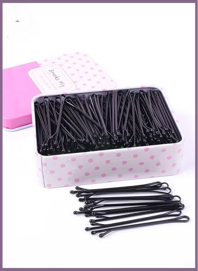 Generic 100-Piece Long Hair Bobby Pins with Case Box, Black Jumbo Hair Pins for Buns, 5.5cm Premium Bulk Hairclip for Girls Women Wedding Party, Great for All Hair Types - Image 1