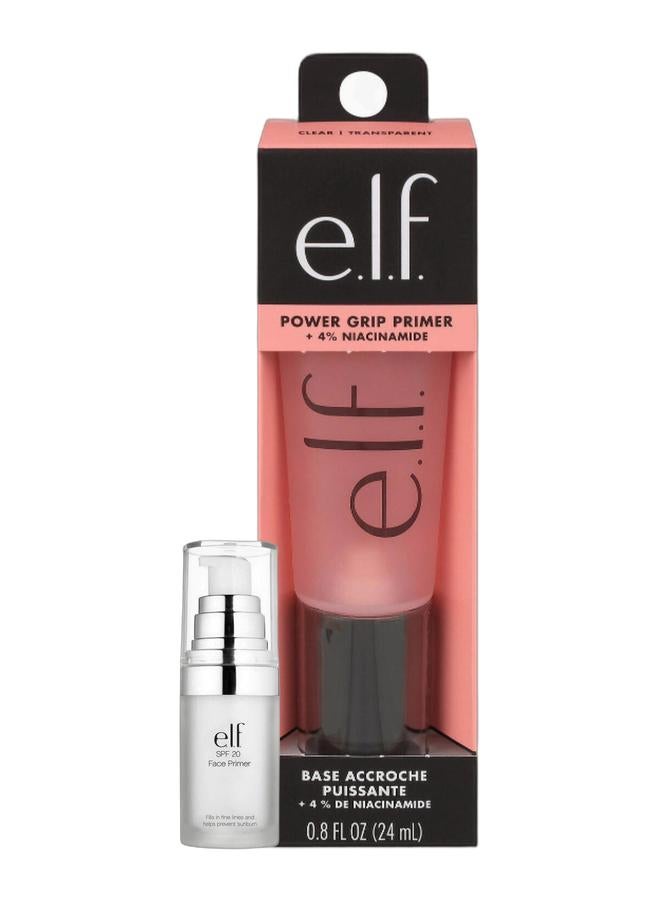 elf Face Primer SPF20 Neutralizing Green & Power Grip Primer + 4% Niacinamide 0.8 Fl. Oz Packaging May Vary Clear Bundle - Image 1