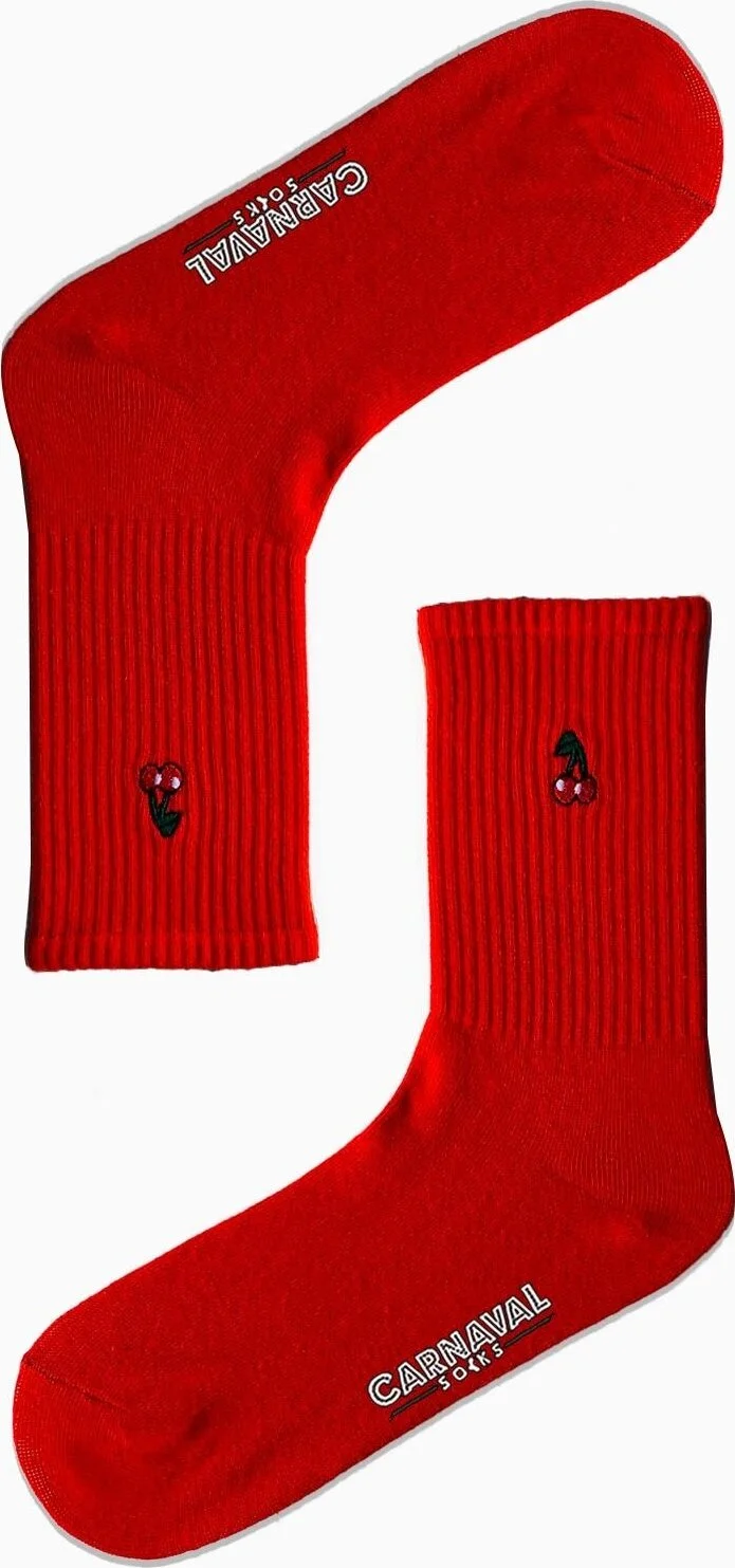 كارنافال سوكس Cherry Embroidered Red Color Sports Socks