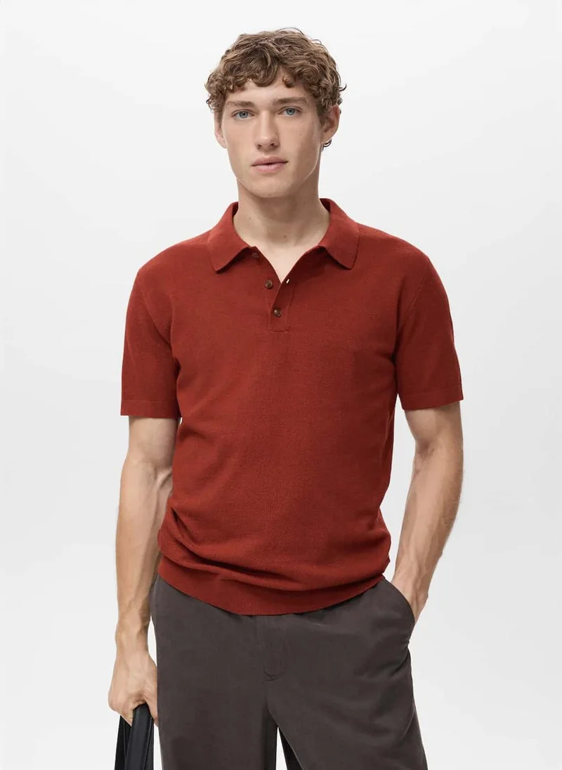 Mango Man Fine-Knit Polo Shirt