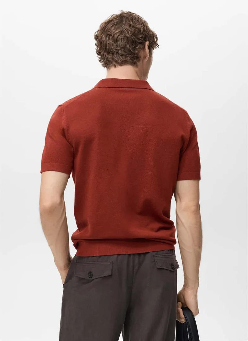 Mango Man Fine-Knit Polo Shirt