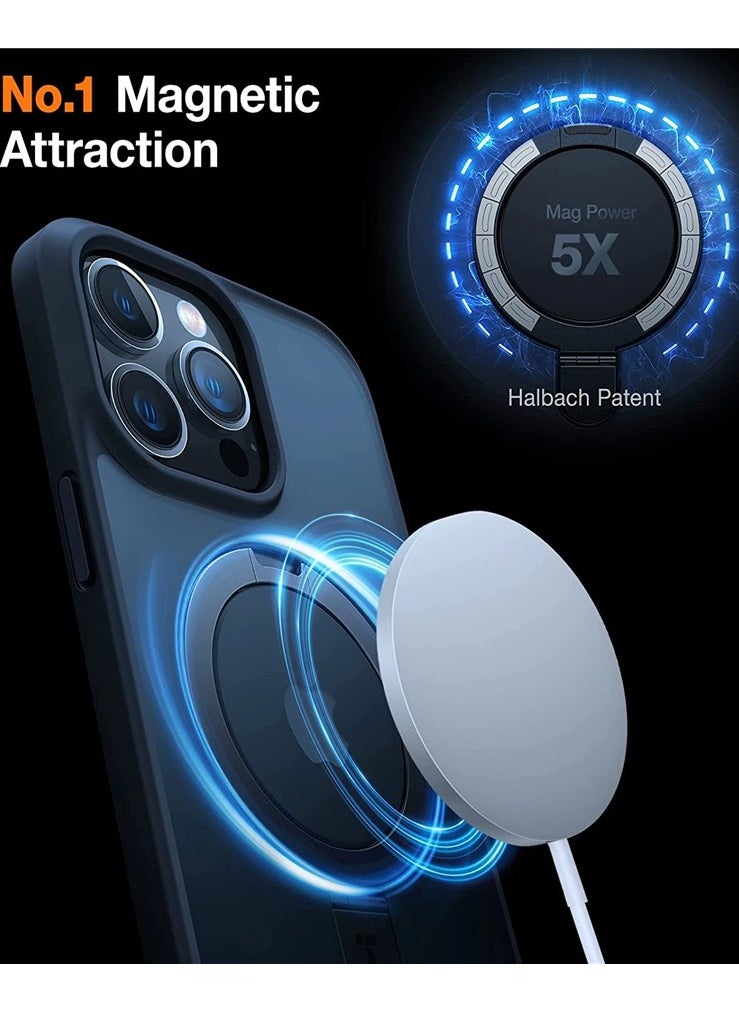 YoYoTech Matte Finish Magnetic for iPhone 15 Pro Case Invisible Kickstand Stand Cover [Compatible with MagSafe] [14 FT Drop Protection] Non-Yellowing Shockproof Protective Slim Case Cover - Black  - Image 5