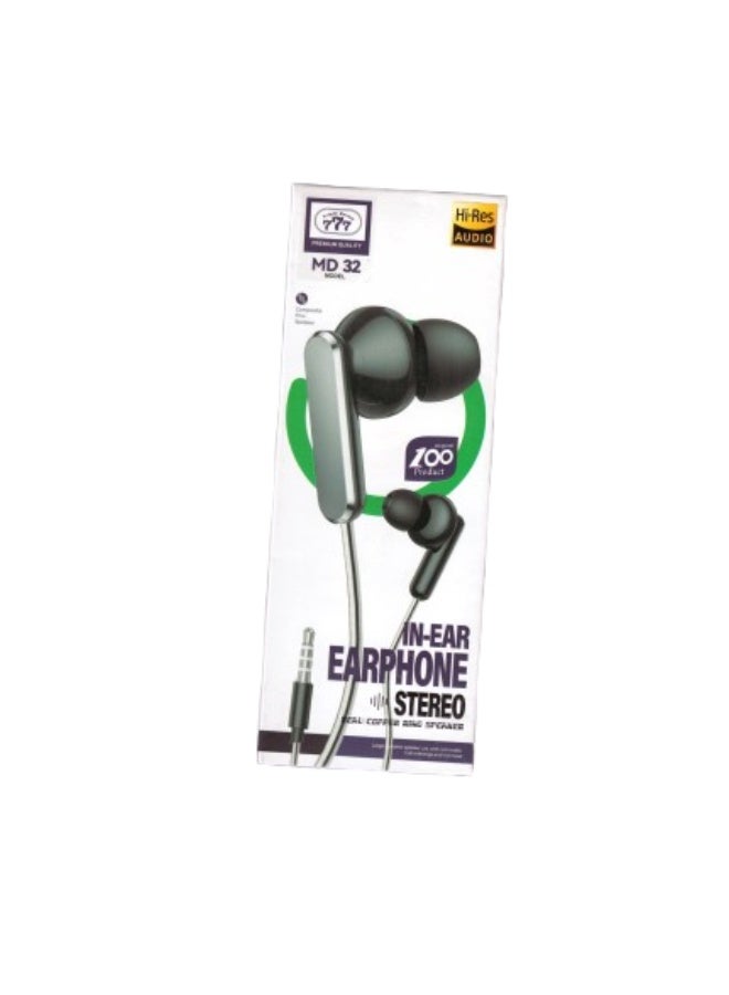 777 Triple Seven MD-32 Wired Stereo Earphones - Hi-Res Audio and Built-in Microphone - Image 1