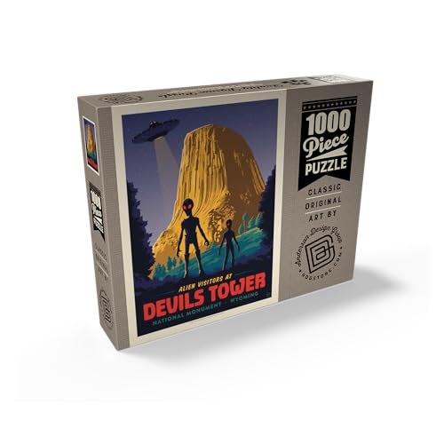MyPuzzle.com MyPuzzle Devils Tower WY Alien Visitation Vintage Poster Premium 1000 Piece Jigsaw Puzzle for Adults - Image 5