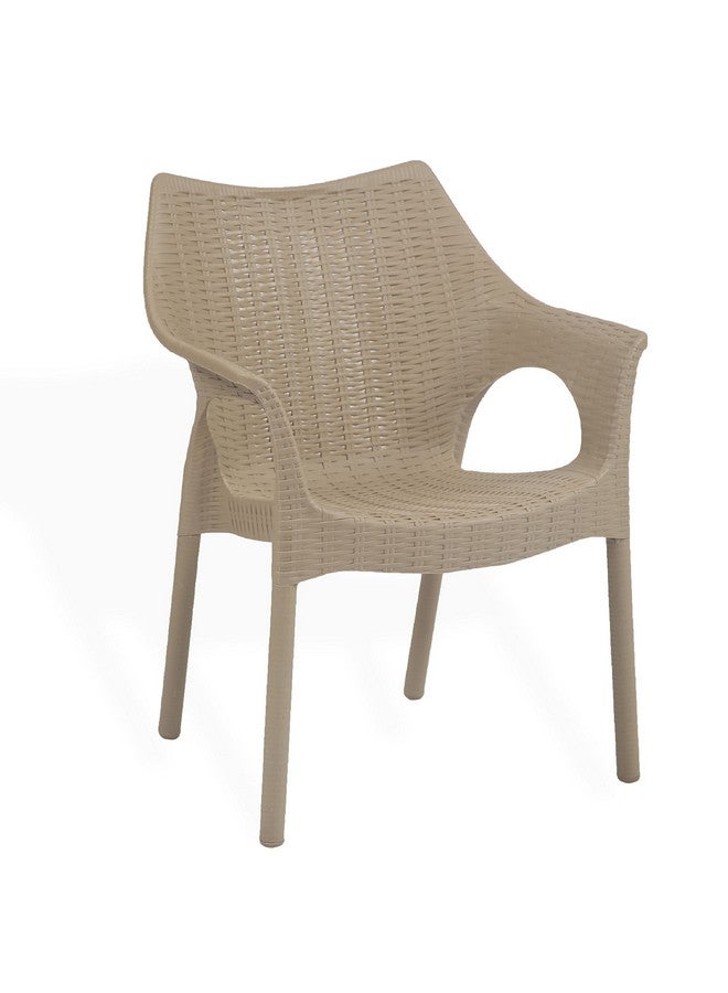 Supreme chairs Supreme chairs Cambridge Heavy Plastic Chair | Oversized Arm Chair for Garden and Outdoor | 250Kg Weight Bearing Capacity | 6 Months Warranty (Dark Beige) | Set of 2 Chairs - Image 2