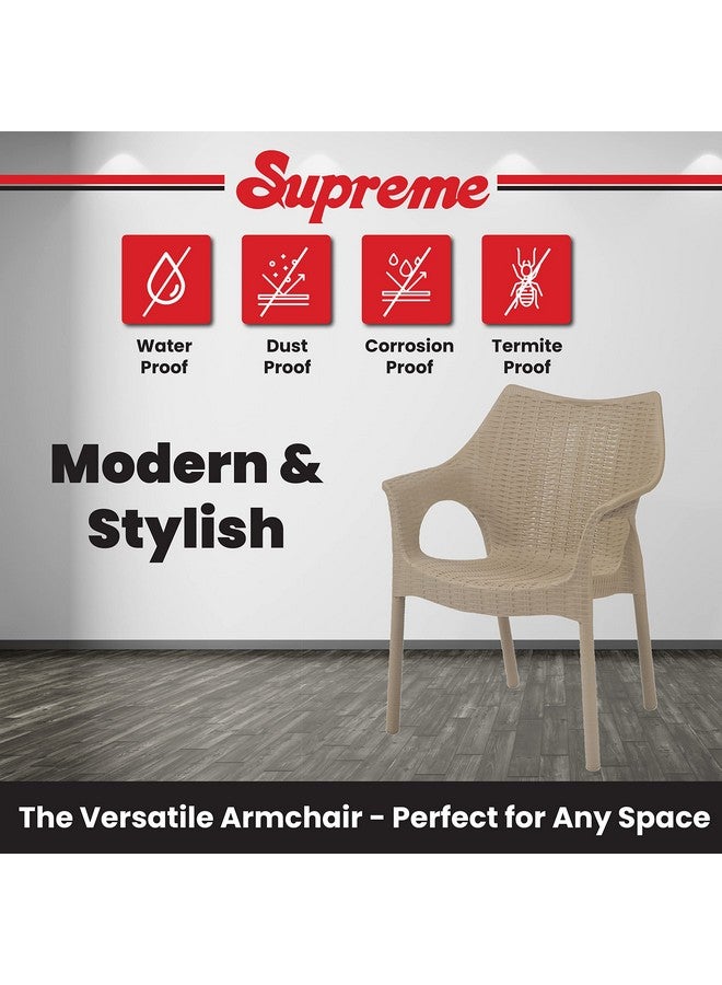 Supreme chairs Supreme chairs Cambridge Heavy Plastic Chair | Oversized Arm Chair for Garden and Outdoor | 250Kg Weight Bearing Capacity | 6 Months Warranty (Dark Beige) | Set of 2 Chairs - Image 4