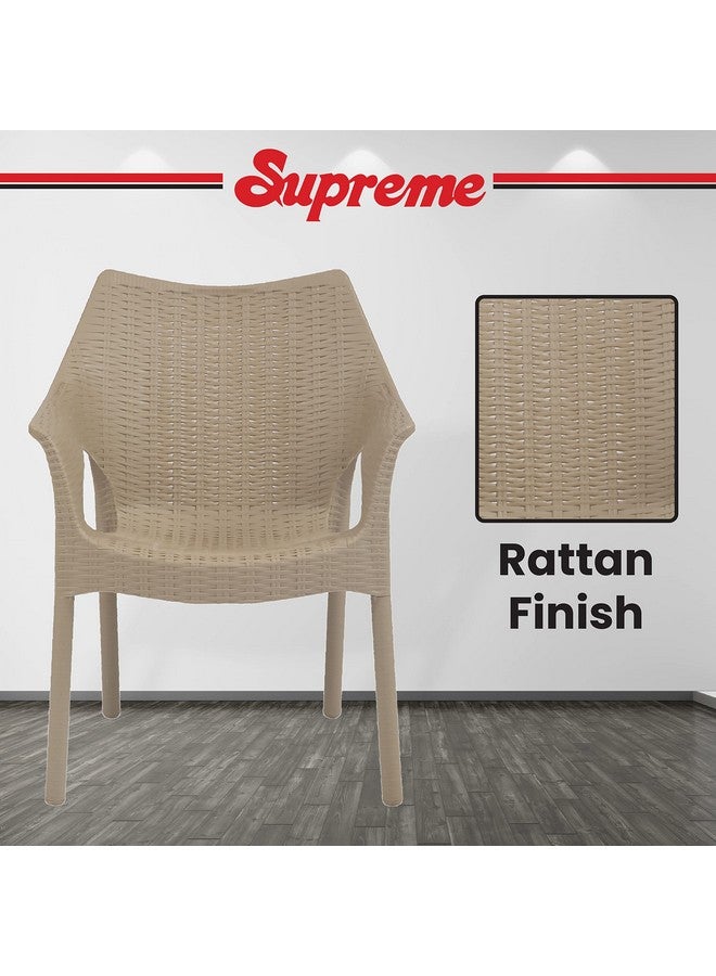 Supreme chairs Supreme chairs Cambridge Heavy Plastic Chair | Oversized Arm Chair for Garden and Outdoor | 250Kg Weight Bearing Capacity | 6 Months Warranty (Dark Beige) | Set of 2 Chairs - Image 5