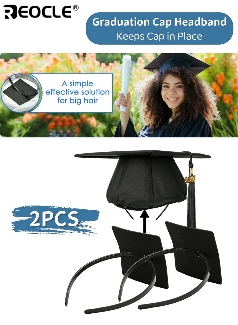 ريوكل 2 قطعة غطاء التخرج عقال مضاد للسقوط آمن حامل غير لامع مريح لاحتفالات البكالوريوس في المدرسة الثانوية يحافظ على الغطاء في مكانه مثالي لجميع الخريجين - Image 1