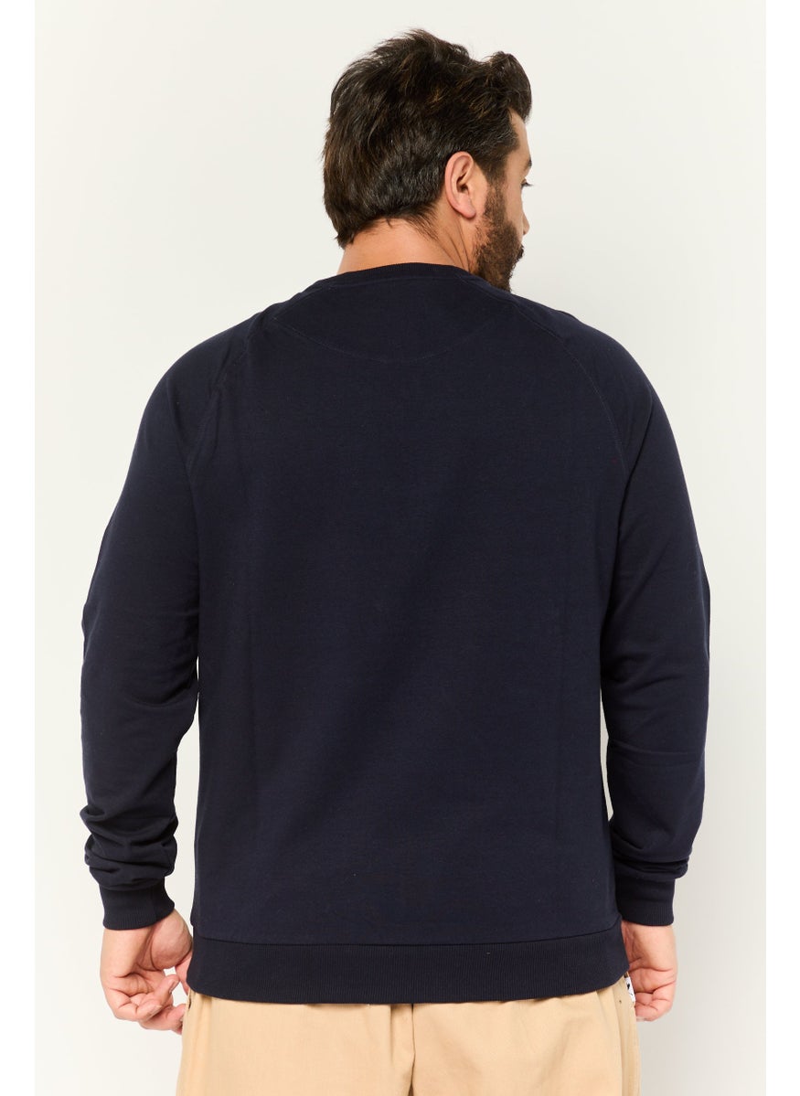 Harmont & Blaine - Men Crew Neck Brand Logo Long Sleeves Sweatshirt, Navy Combo - Image 1
