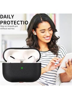 Generic Leather Case Cpatible with Airpods Pro 2nd Generation - Texture Full-Body Protective Case Cover with Lanyard for Apple Airpods Pro 2 (Black)  - Image 4