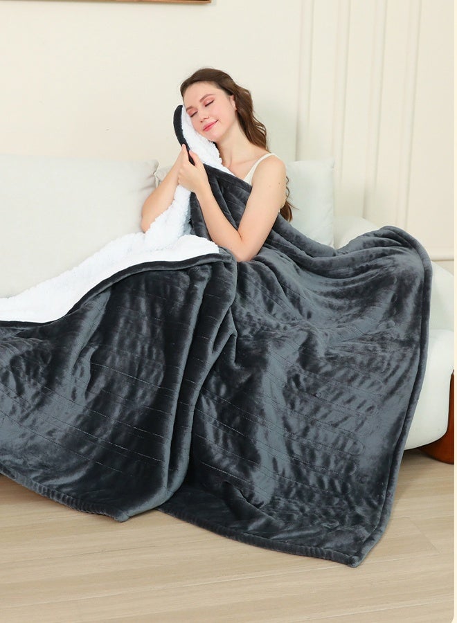 Fast Heating Light Gray Flannel Heating Blanket, 6 Heat Settings And 2-10 Hours Auto Shut Off, Suitable For Home Office Use, 50x60 Inches - Image 5