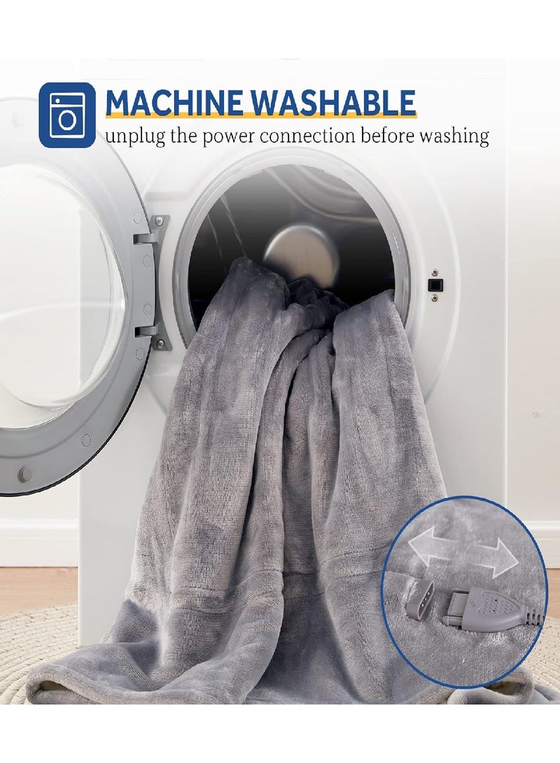 Fast Heating Light Gray Flannel Heating Blanket, 6 Heat Settings And 2-10 Hours Auto Shut Off, Suitable For Home Office Use, 50x60 Inches - Image 2