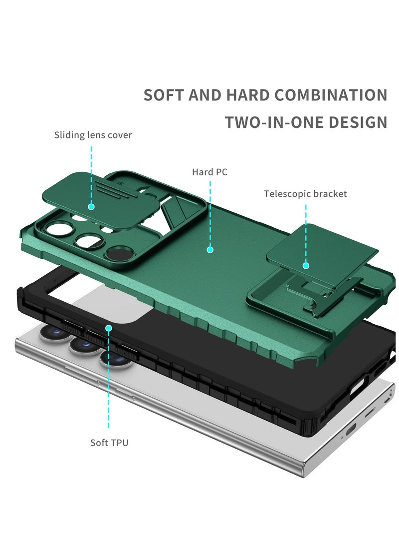 سامسونج غالاكسي S24 ULTRA الهاتف المحمول حالة ، مبتكر قوس قابل للسحب ، انزلاق نافذة الكاميرا المحمية ، الغطاء الخلفي للهاتف المحمول للصدمات . - Image 2