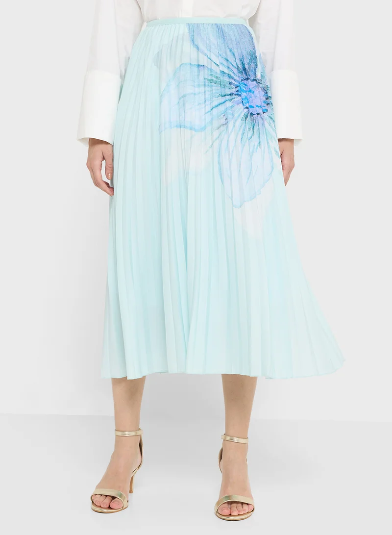 خزانة Pleated Skirt With Flroal Print