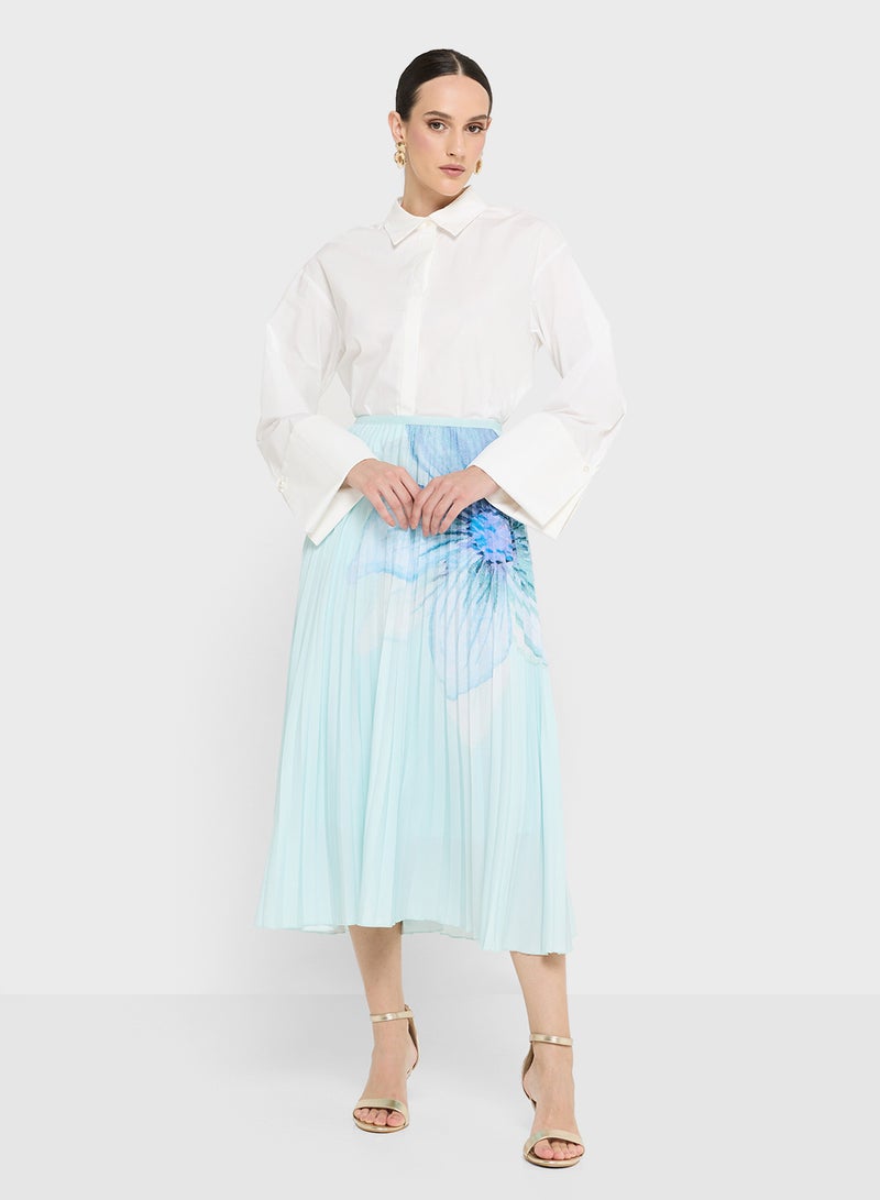 Khizana Pleated Skirt With Flroal Print - Image 4