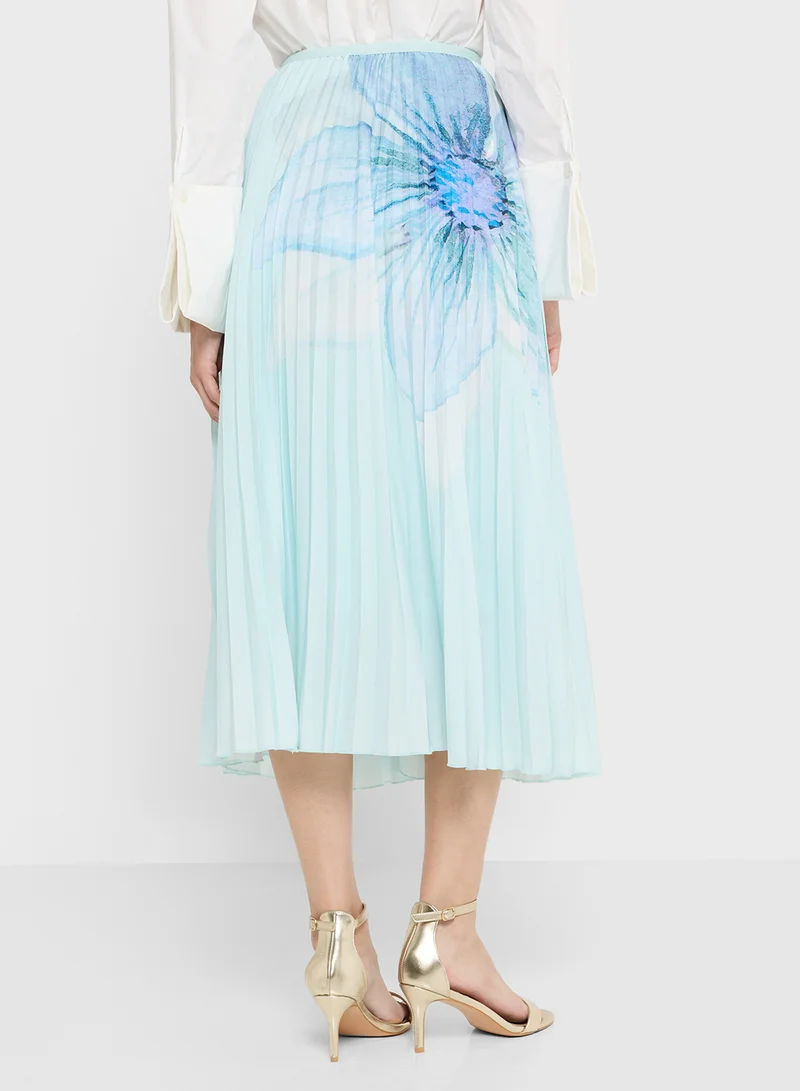 خزانة Pleated Skirt With Flroal Print
