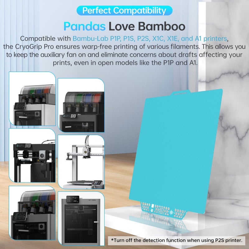BIQU CryoGrip Pro Glacier 257x257mm Panda Build Plate for Bambu-Lab P1S/P1P/P2S/X1C/X1E/A1 3D Printer Double Sided Upgrade Build Plate Removable Surface Platform - Image 4
