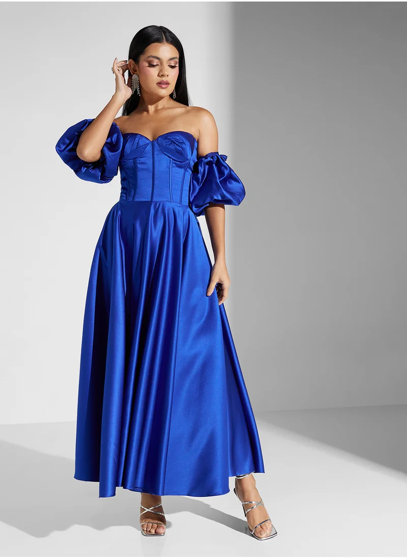 Akadia Fashion Buff sleeves corset dress