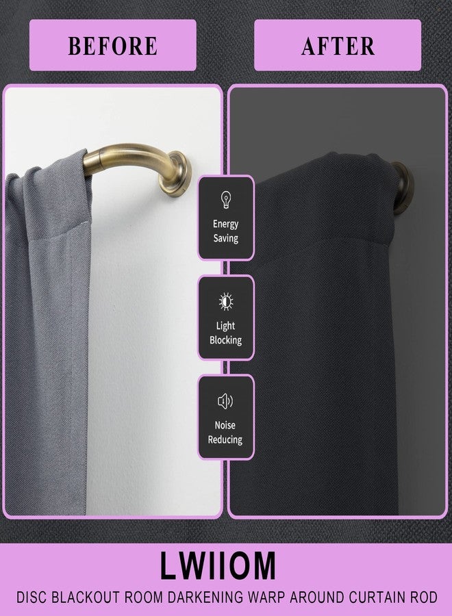 Lwiiom قضبان ستائر قرصية من البرونز العتيق، قضيب ستارة نافذة بطول 28-48 بوصة، قضيب ستارة قابل للتعديل لتعتيم الغرفة مع نهايات وأقواس من الألومنيوم، تصميم ملتف - Image 4