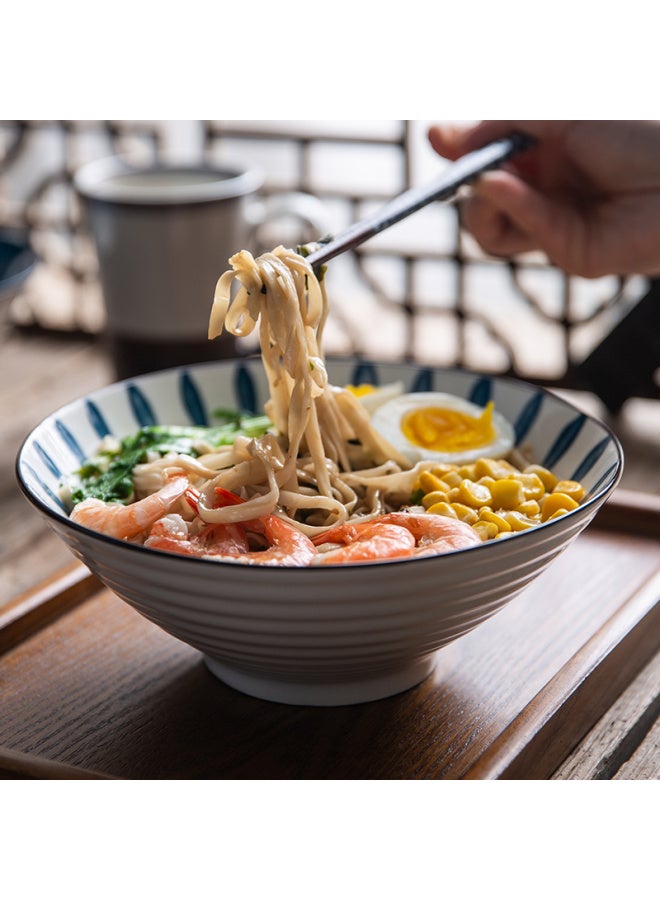 Ijarl Ramen Bowl Style, 8-inch, Ceramic Large Soup Bowl For Home Use, Beef Noodle Bowl, Ceramic Noodle Bowl, Blue And White Floral Pattern - Image 2