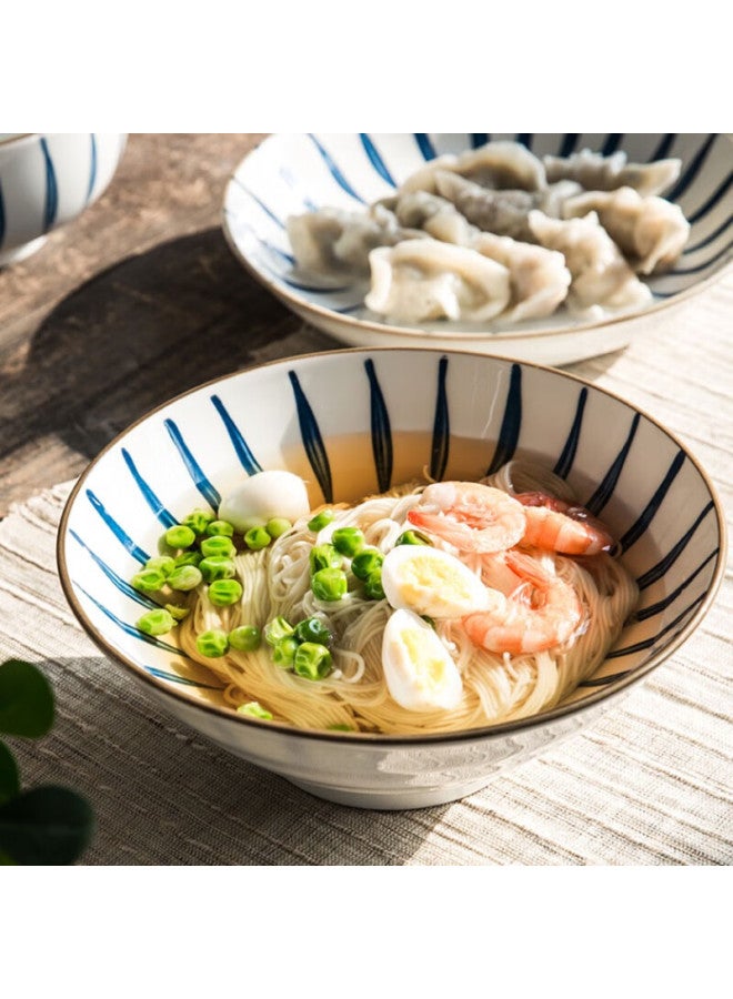 Ijarl Ramen Bowl Style, 8-inch, Ceramic Large Soup Bowl For Home Use, Beef Noodle Bowl, Ceramic Noodle Bowl, Blue And White Floral Pattern - Image 1