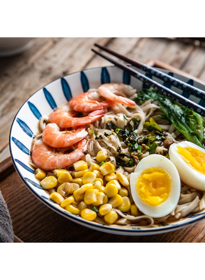 Ijarl Ramen Bowl Style, 8-inch, Ceramic Large Soup Bowl For Home Use, Beef Noodle Bowl, Ceramic Noodle Bowl, Blue And White Floral Pattern - Image 3