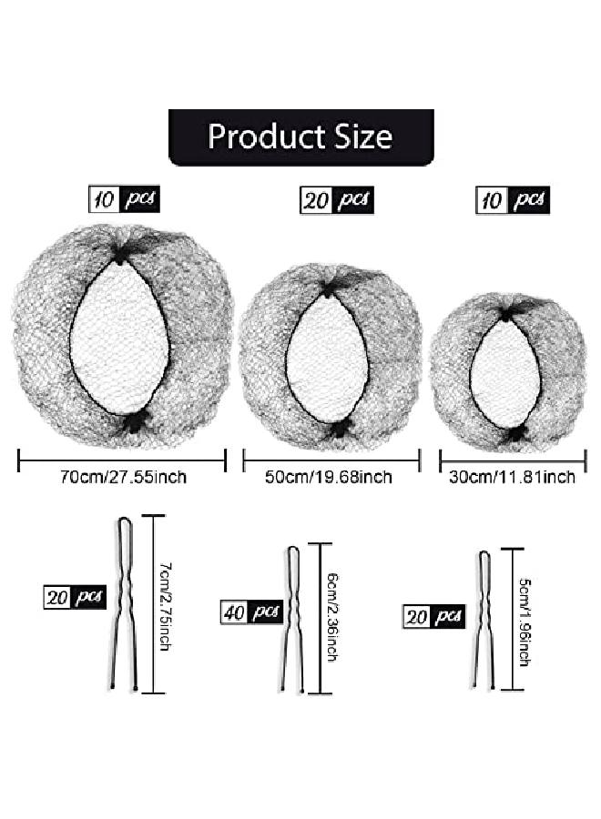 Teenitor شبكات شعر للكرات 40 قطعة شبكة مرنة غير مرئية و 80 دبوس شعر لصنع كرات الباليه 12 بوصة، 20 بوصة، 28 بوصة - Image 3