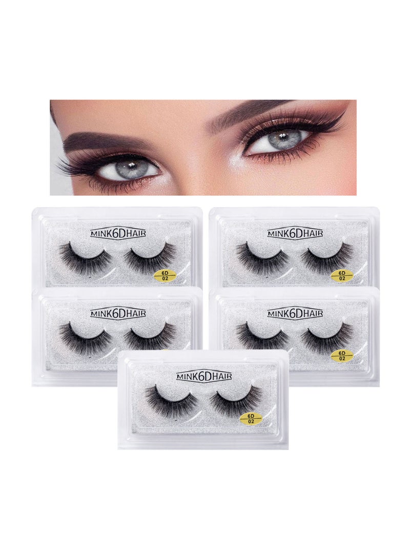 Handaiyan False Eyelashes 5 Pairs 6D Natural Fluffy Fake Lashes, Reusable   Waterproof Glue Free Hand-made Dramatic Thick Crossed Cluster Fake Eye Lashes Soft Long Lashes Pack for Makeup - Image 5