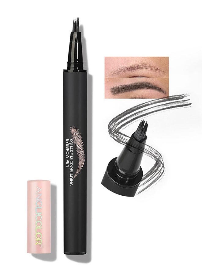 Anglicolor Square Microblading Eyebrow Pencil, Liquid Eyebrow Pen, Square Angled Eyebrow Brush Natural Hair-Like Brow, Long-Lasting, Waterproof Eye brow Pencil for Women and Girls Makeup 03# SLATE BROWN blonde - Image 1