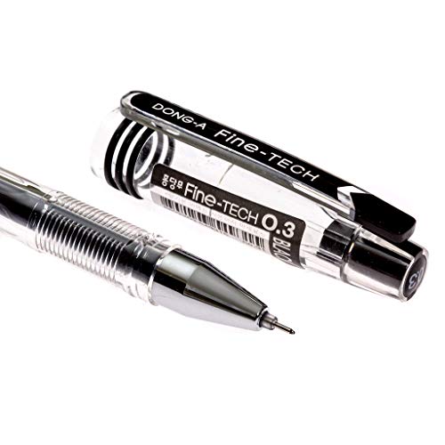 Dong-A Fine-Tech Excellent Writing, 0.3 mm, Gel Ink Roller Ball Pens, Black (Pack of 12) - Image 3