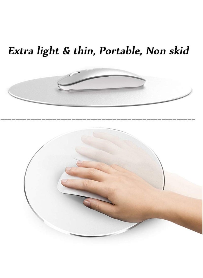 SYOSI - 2 Pack Aluminum Mouse Pad, 7.8Inch Smooth Magic Ultra Thin Round Double Side Mouse Mat for Fast and Accurate Control(Silver, Black) - Image 1