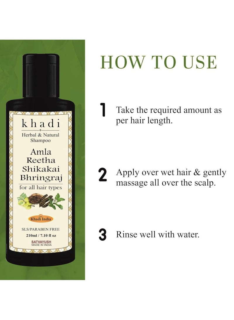 Khadi Amla Reetha Shikakai Bhringraj SLS-Paraben free Ayurvedic Shampoo Anti Dandruff -210 ml - Image 5