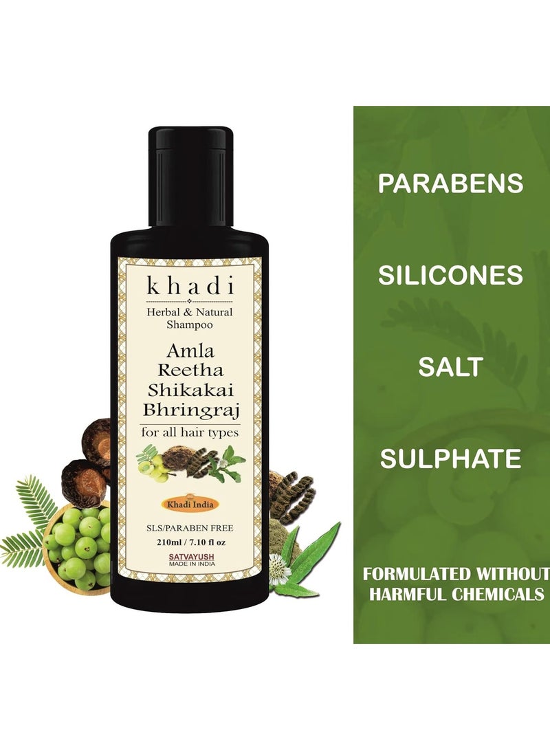 Khadi Amla Reetha Shikakai Bhringraj SLS-Paraben free Ayurvedic Shampoo Anti Dandruff -210 ml - Image 4