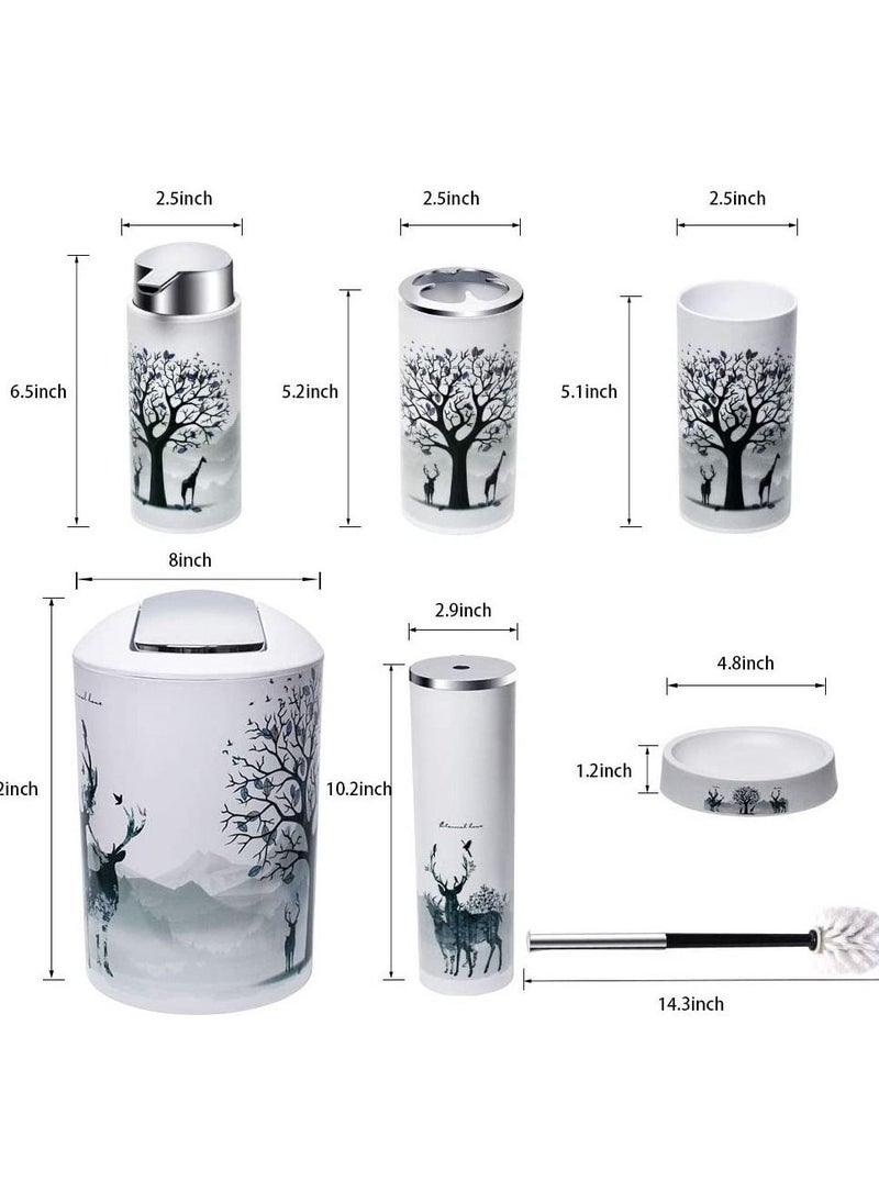 Generic - 6 Piece Bathroom Accessories Set Plastic Bath Ensemble Bath Set Lotion Bottles Toothbrush Holder Tooth Mug Soap Dish Toilet Brush Trash Can - Image 1