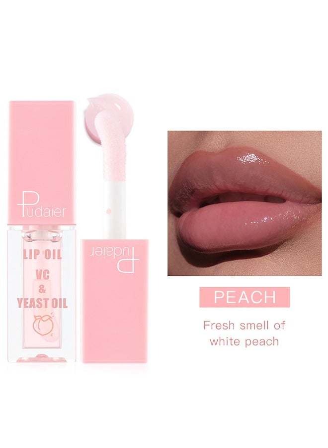 pudaier Hydrating Lip Oil, Fruit Extract Lip Oil Tinted for Dry Lip and Lip Care, Shiny and Moisturizing Transparent Lip Oil Gloss (Peach) - Image 2