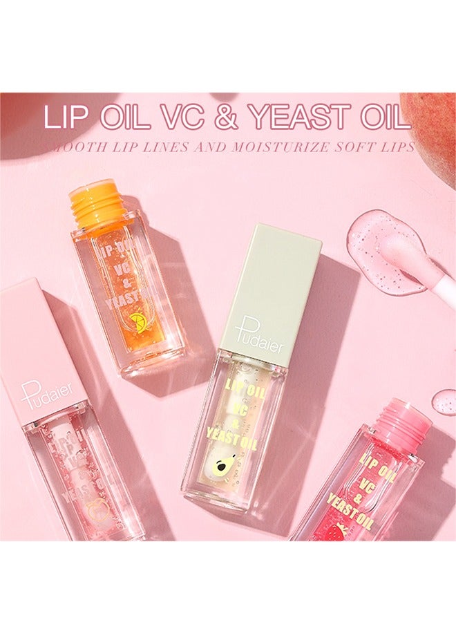 pudaier Hydrating Lip Oil, Fruit Extract Lip Oil Tinted for Dry Lip and Lip Care, Shiny and Moisturizing Transparent Lip Oil Gloss (Peach) - Image 3