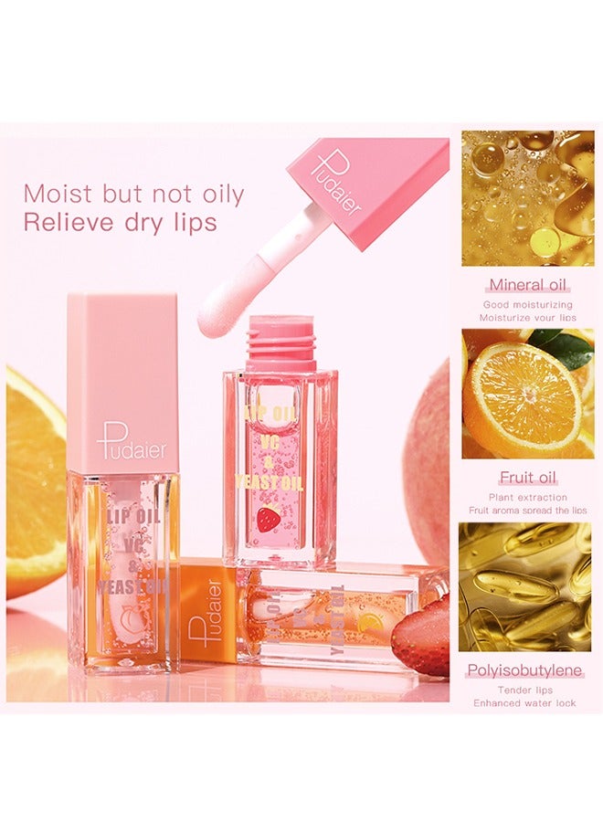 pudaier Hydrating Lip Oil, Fruit Extract Lip Oil Tinted for Dry Lip and Lip Care, Shiny and Moisturizing Transparent Lip Oil Gloss (Peach) - Image 4