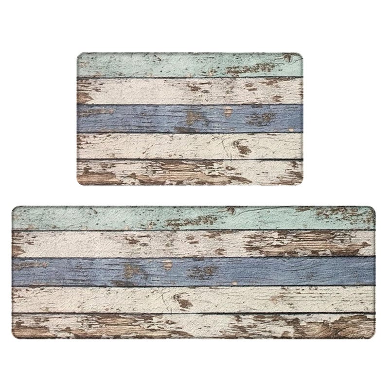 SPEPLA 2 PCE Kitchen Mats 47x17.3 inch and 29x17.3 inch, Rustic Woodgrain Design Non-Slip Cushioned Waterproof Anti-Fatigue Rugs for Kitchen Sink Laundry Room - Image 1