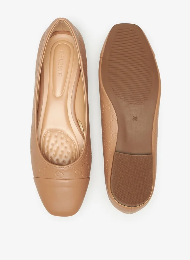سيليست Women's Textured Slip-On Square Toe Ballerinas Shoes