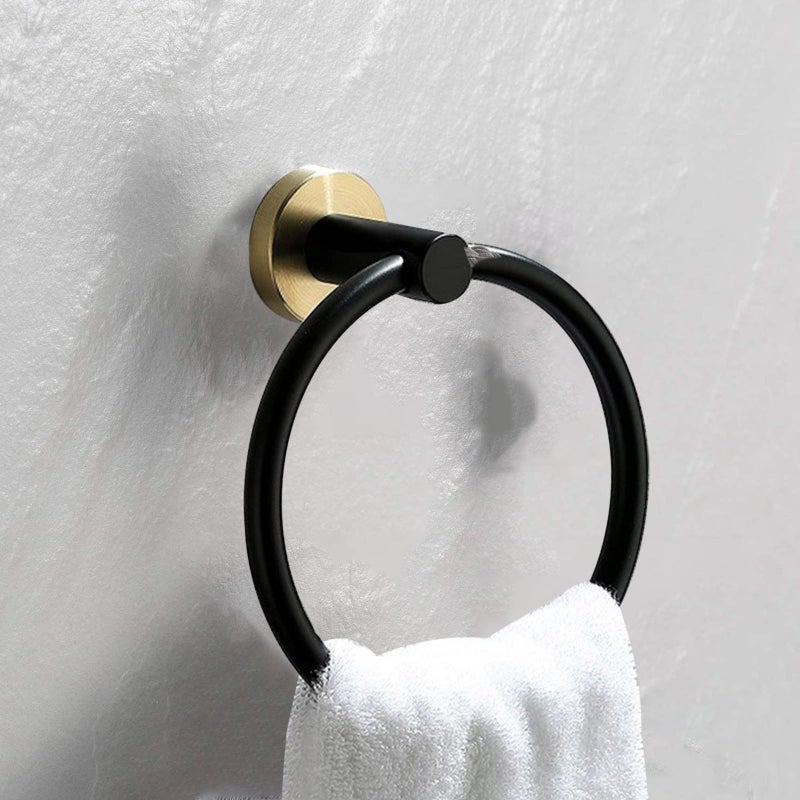 Black Gold 304 Stainless Steel Wall Mounted Towel Ring Holder Bathroom Hardware - Image 5