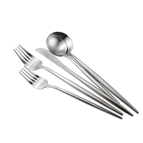 Gugrida 20-Piece 18/10 Stainless Steel Flatware Silverware, Luxury Dinnerware Set Travel Cutlery Tableware Include Knife Fork Spoon Service for 4,Healthy & Eco-Friendly Dishwasher Safe (Silver Matte) - Image 4