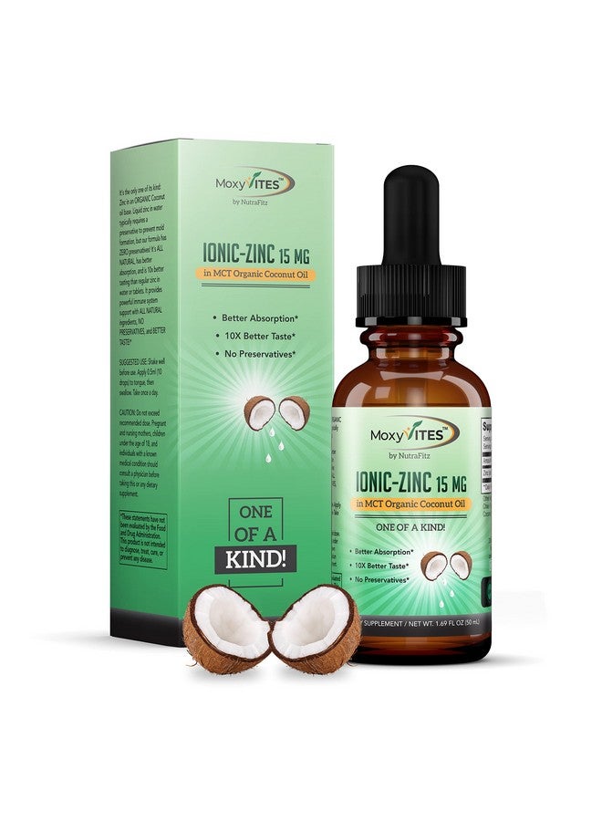 MoxyVites Organic Zinc Supplements for Kids, Adults - Zinc Sulfate - Liquid Zinc Supplement - Pure Ionic Zinc Drops in Coconut Oil for Immune Support, Skin - NO Preservatives & Great Taste - 100 Vegan Servings - Image 1