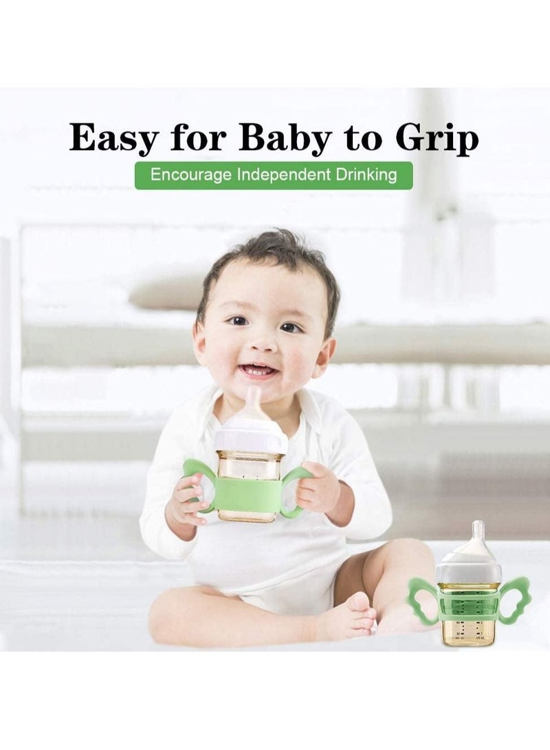 Captaintech Baby Bottle Handles, Silicone Wide-Neck Handle for NUK/ Avent/ Dr Browns/ Hegen Bottle and Other Dia 6-7cm Wide-Neck Baby Bottle, for Baby Gripping (4 Pack) - Image 2