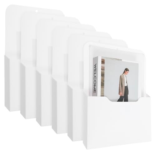 Pafeooui 6 Pack Magnetic File Holder Wall Mounted Hanging Organizer for Mail Magazines Papers Fits Refrigerator Whiteboard Office Classroom 124x945x106 Inch White - Image 1