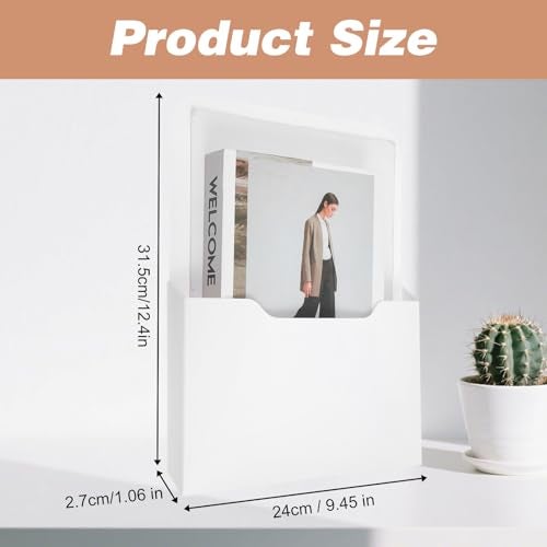 Pafeooui 6 Pack Magnetic File Holder Wall Mounted Hanging Organizer for Mail Magazines Papers Fits Refrigerator Whiteboard Office Classroom 124x945x106 Inch White - Image 3