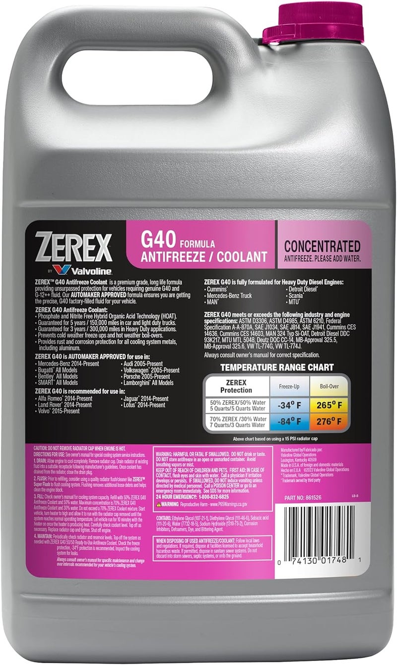 Zerex G40 Phosphate and Nitrite Free Antifreeze/Coolant - 1 Gallon (3.78L) - Image 2