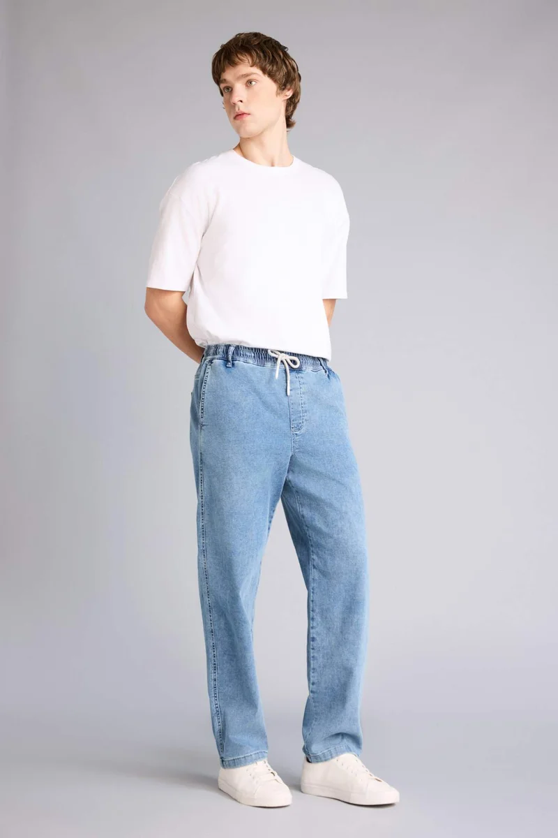 Defacto  Soft Textured Wide Leg Jeans for Men | Best Price UAE