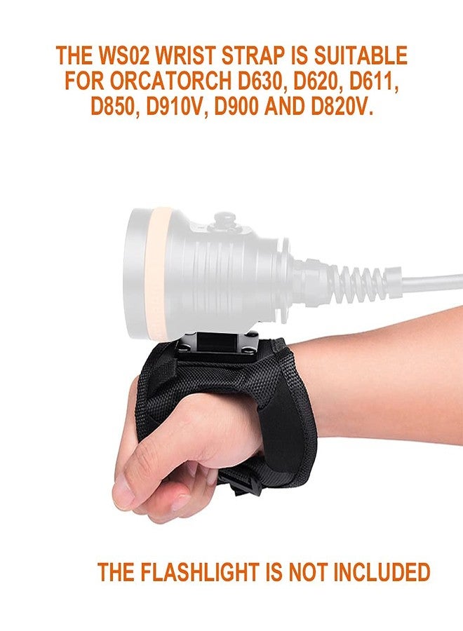 اوركاتورش مصباح غوص ORCATORCH WS02 يُثبّت على المعصم، يُتيح استخدام اليدين بحرية، مزود بحزام معصم قابل للتعديل، ملحقات غوص لمصابيح الغوص التقنية D630، D620، D511، D850، D910V، D900V، D950V - Image 3