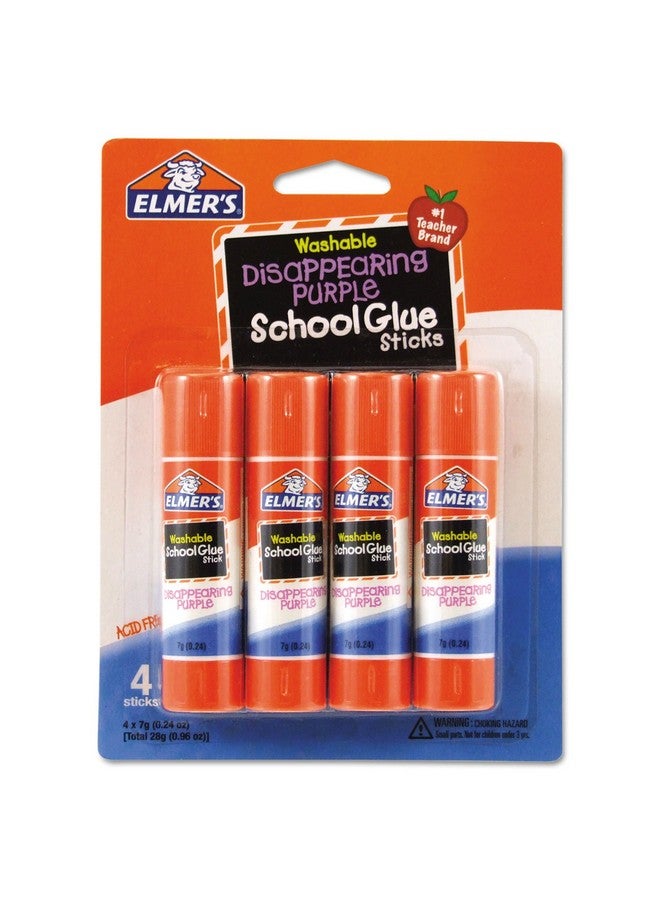 إلمرز أعواد غراء مدرسية قابلة للغسل من Elmer's E543، لون أرجواني يختفي، 4 قطع - Image 1